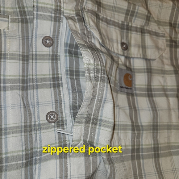 Carhartt Force Short Sleeve Button Up Size XL w/Front Zip Pocket Mesh Lining EUC - Picture 6 of 9